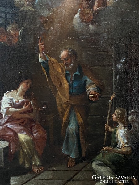 18. Századi Barokk Festmény Szent Péter