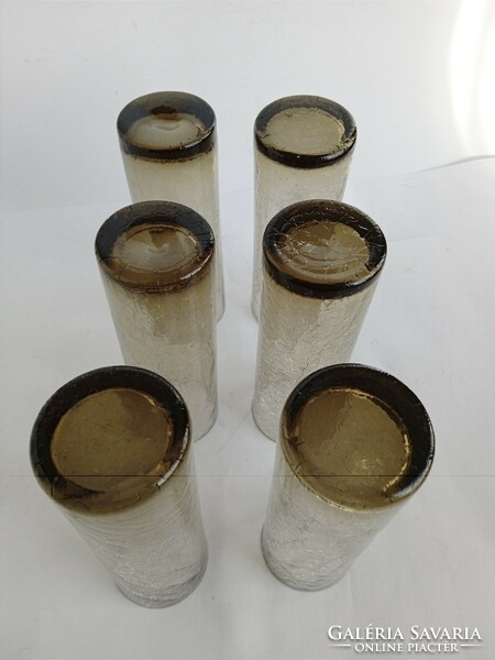 Retro, smoky, beautiful, cracked, veil glass glasses 6 pcs