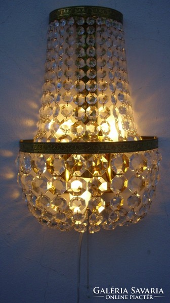 Empire crystal wall lamp with 3-burner pull switch