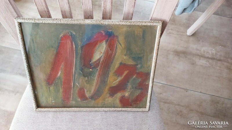 (K) strange small painting 1973 25x32 cm with frame