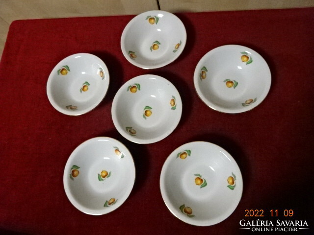Alföldi porcelain compote bowl, six pieces, with an apricot pattern. He has! Jokai.