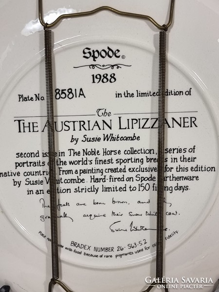 9 db-os SPODE   by Susie Whitcombe  sorszàmozott limitált évszàmos lovas falra akasztós dísztànyérok