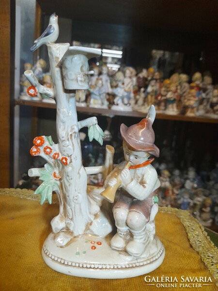 Német,Germany Grafenthal Kézi Festésű Zenész Porcelán Figura. 20 cm.