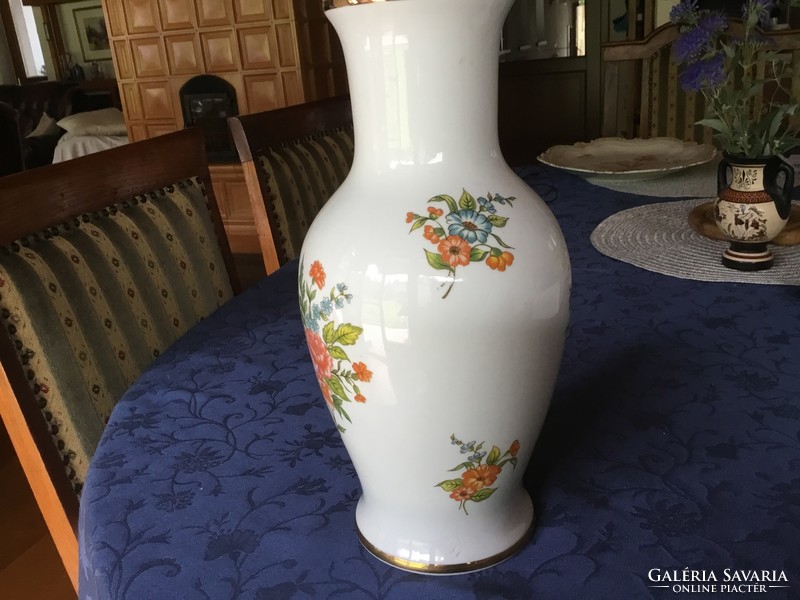 Hollóházi 30 centis váza, antik, gyönyörű, ritka virágos