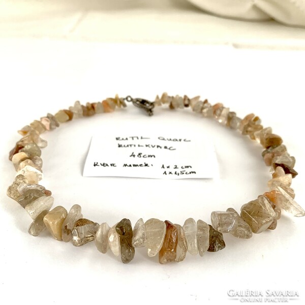 Vintage Big Cut Quartz Necklace, Rutile Quartz Mineral Necklace, Gemstone Necklace, 48cm Length