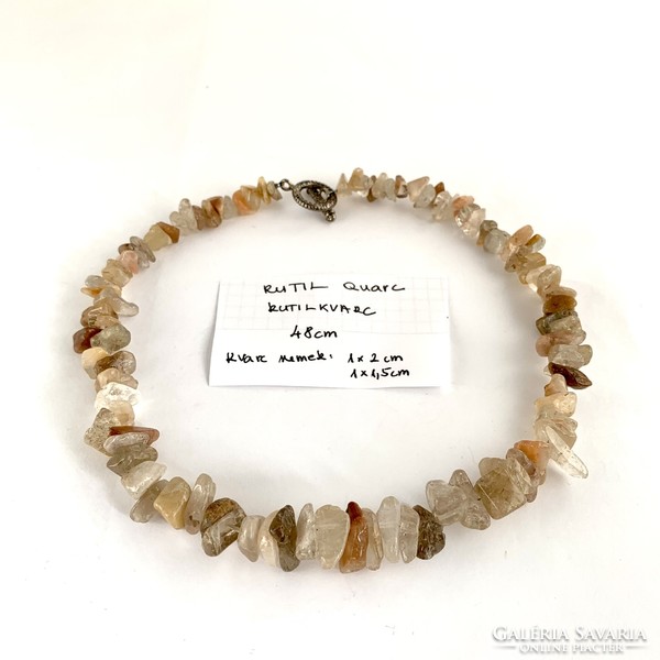 Vintage Big Cut Quartz Necklace, Rutile Quartz Mineral Necklace, Gemstone Necklace, 48cm Length