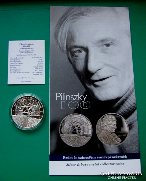2021 - János Pilinszky - the poet was born a hundred years ago - ag.925 - HUF 10,000 - capsule + review
