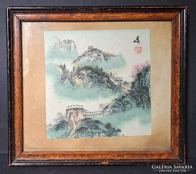 The Great Wall of China - marked, mixed media (full size 27.5x24.5 cm)