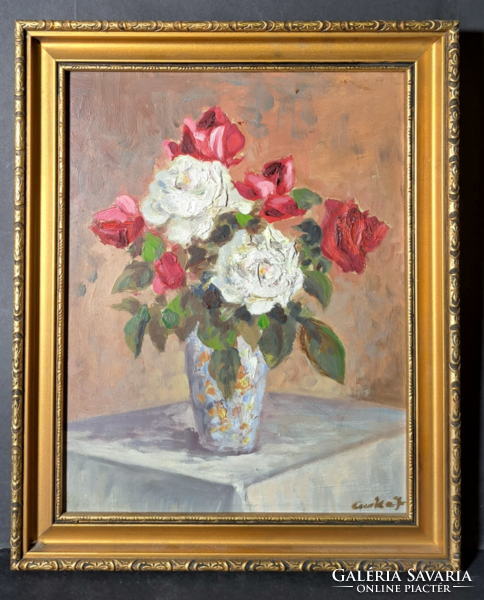 Rose bouquet flower still life - in a beautiful frame! 40X32 cm - flowers on the table