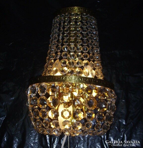 Empire crystal wall lamp with 3-burner pull switch