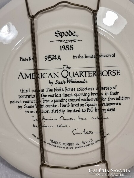 9 db-os SPODE   by Susie Whitcombe  sorszàmozott limitált évszàmos lovas falra akasztós dísztànyérok