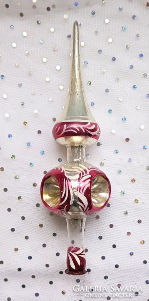 Old silver painted glass reflective Christmas tree ornament top decoration 21cm