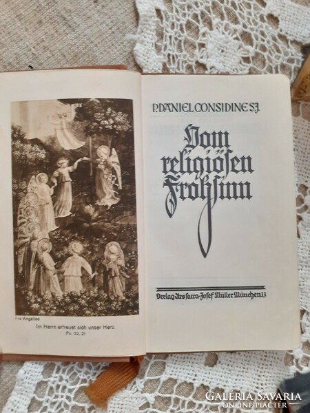 Old German Christian heirloom prayer books with relics small handmade myrtle wreath