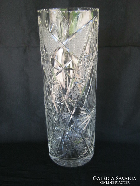 Kristály csiszolt üveg henger váza 30 cm