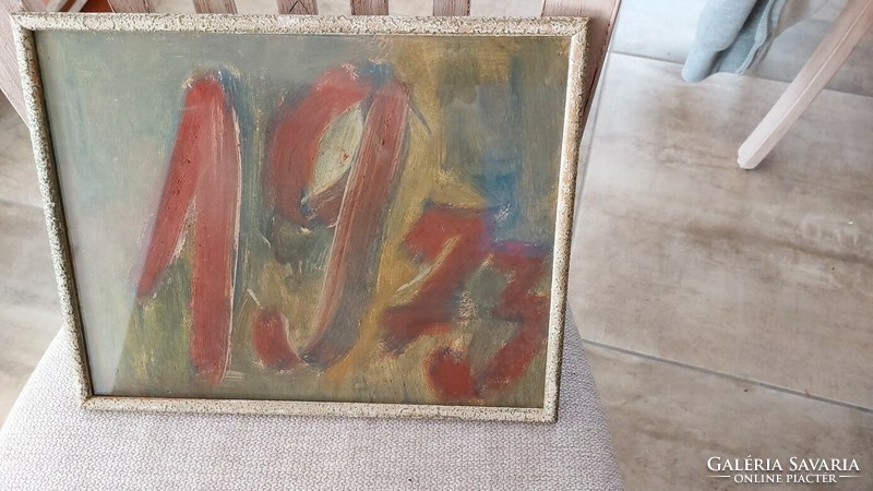 (K) strange small painting 1973 25x32 cm with frame