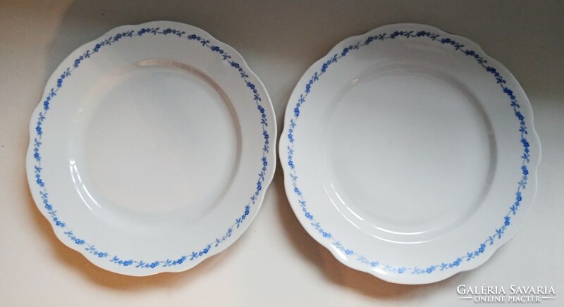 Régi Zsolnay kék virágos tányér 2db együtt 24cm