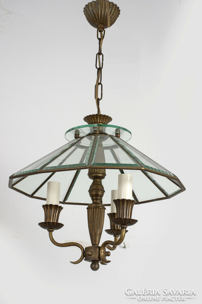 Art deco style chandelier with glass lampshade