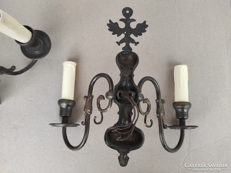 Antique copper wall arm 2 two-arm Flemish + 4 new decorative candles and 4 new candle bulbs 725 6164