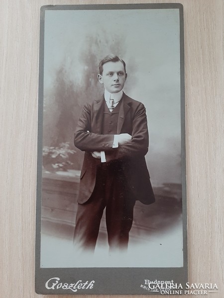 Antique young man photo 1910 Budapest photographer István Goszleth