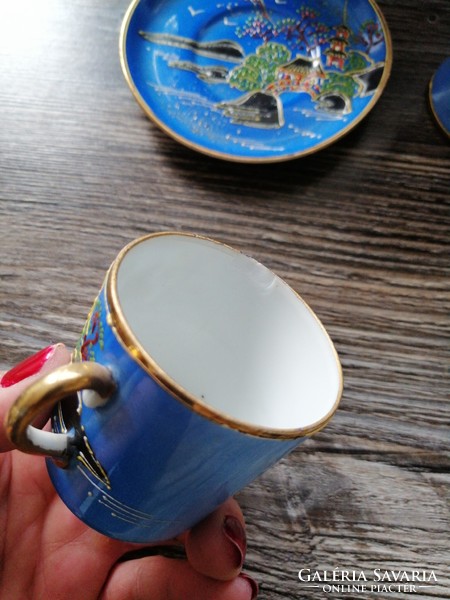 Ritka japán Mikori satsuma porcelán kávés készlet