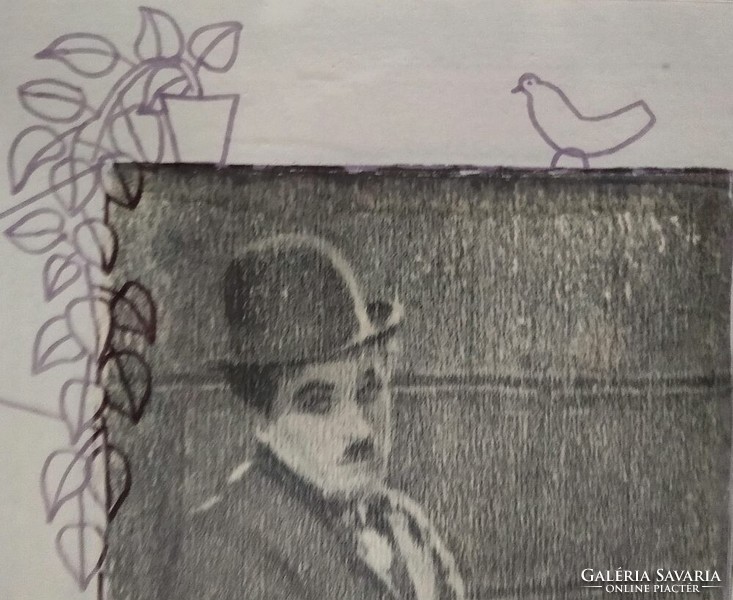 Nagyon Ritka! : Drégely László: "Hommage á Chaplin" - eredeti grafika 1978-ból