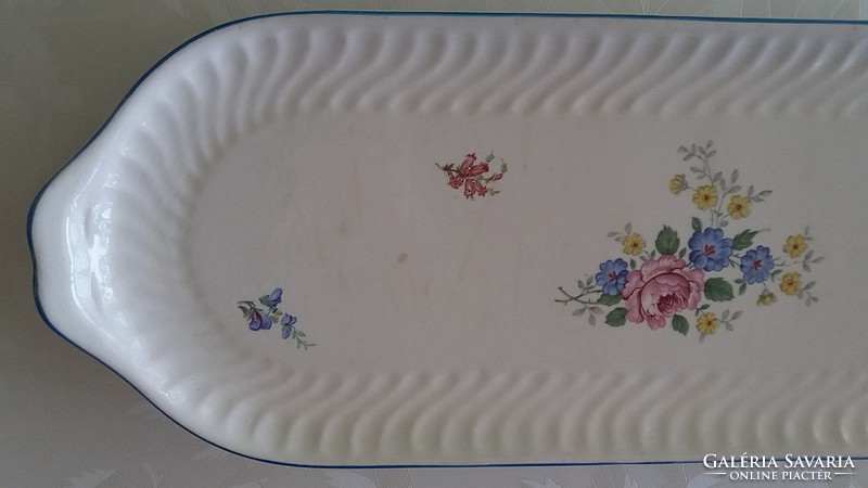 Old vintage large 40.5 cm granite floral tray bowl