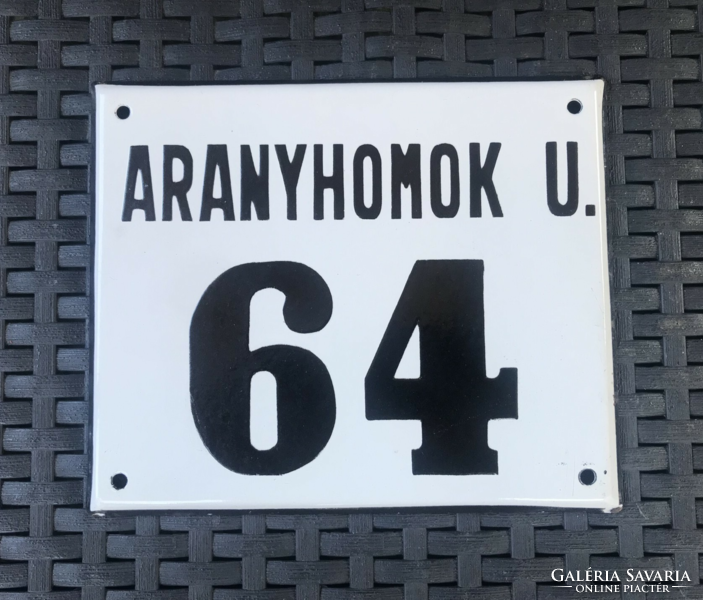Aranyhomok u. 64 - House number plate (enamel plate, enamel plate)