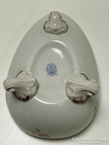 Antique Herend egg-shaped bonbonier with tulip bouquet pattern