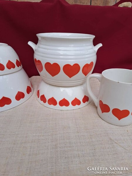 Granite beautiful bowls with hearts, bowls, mugs, cookies, nostalgia collector's item