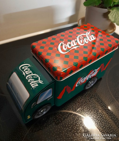 Coca-Cola teherautó lemez doboz guruló kerekekkel