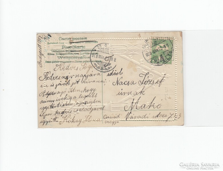 Vallásos képeslap dombornyomott 1908 "Szent József"