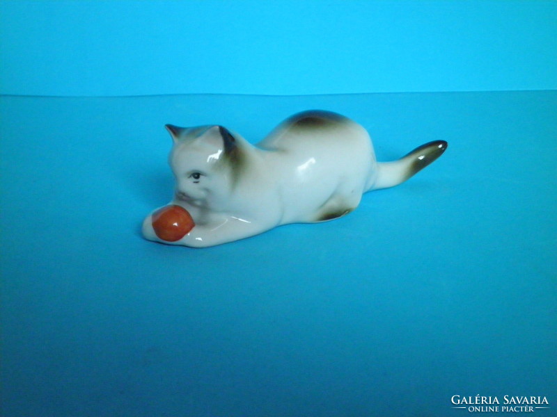 Zsolnay porcelain ball-playing cat figure