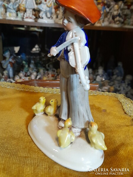 German, Germany Grafenthal hand-painted porcelain figurine of a boy playing violin. 15.5 Cm.