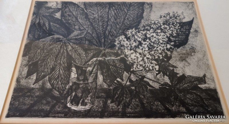 Fk/259 - id. István Imre - flower still life - etching