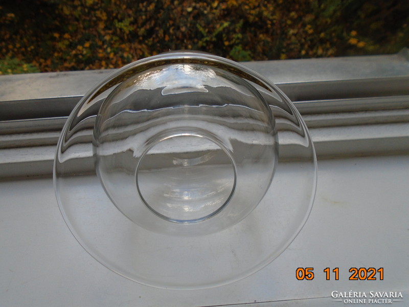 Modern skandináv finn kézzel készült üveg váza széles lapos peremmel vastag talppal