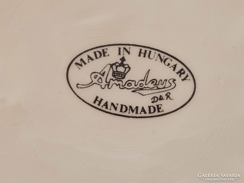 Kézműves magyar porcelán tál Amadeus kosármintás áttört virágos dísztál