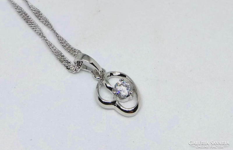 9K white gold filled (wgf) necklace with zirconia stone pendant