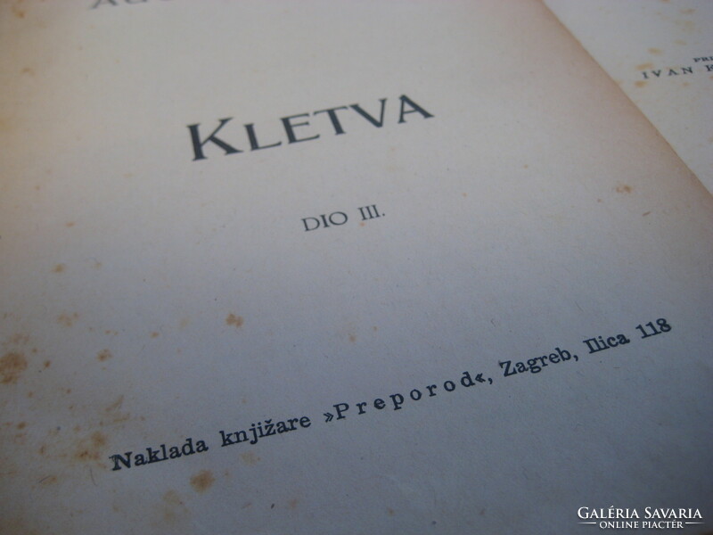 August Senoa  Kletva   II- III   kemény kötéssel , horvátul