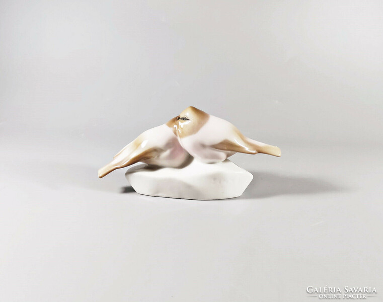 Zsolnay, a pair of lovebirds, hand-painted porcelain figure, flawless! (J307)