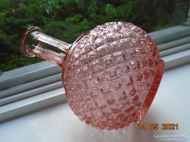 Antique diamond polished salmon pink crystal bottle with polished stopper