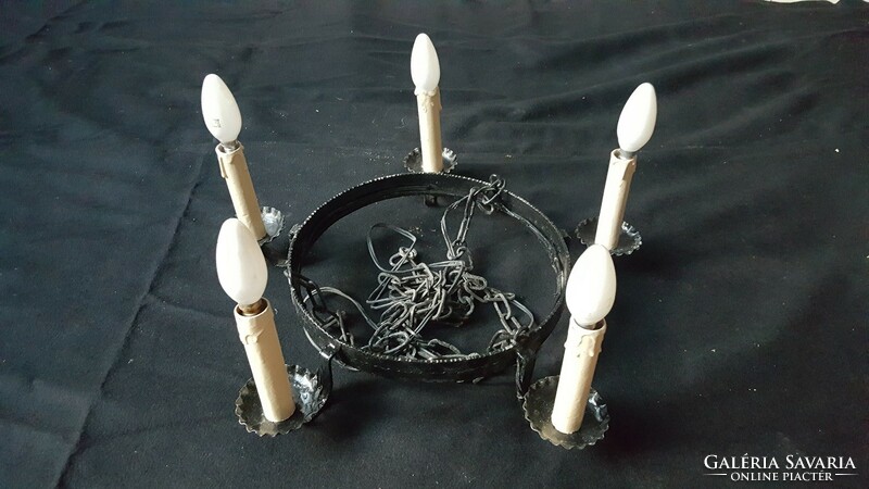 Wrought iron chandelier with five candle burners