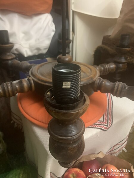 6-arm, 7-burner, solid wood chandelier/lamp