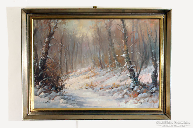 Pantl László (1943-) winter forest 60x80cm | landscape landscape
