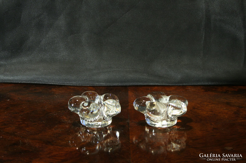 Bohemia Glass Candle Holder Pair Star Snowflake Shape Candle Holder 6x3cm Crystal Candle