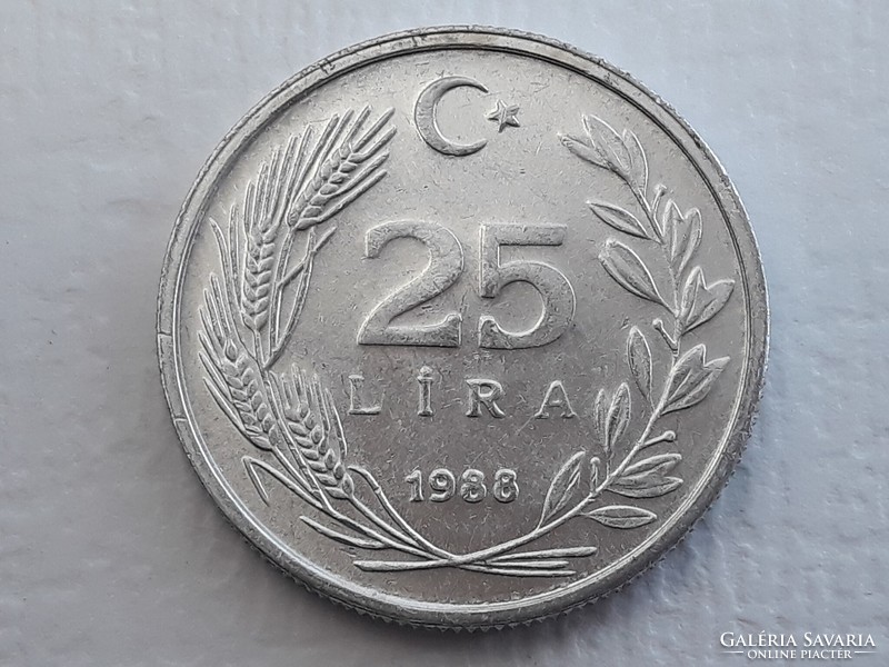 Törökország 25 Líra 1988 érme - Török 25 Lira 1988 külföldi pénzérme