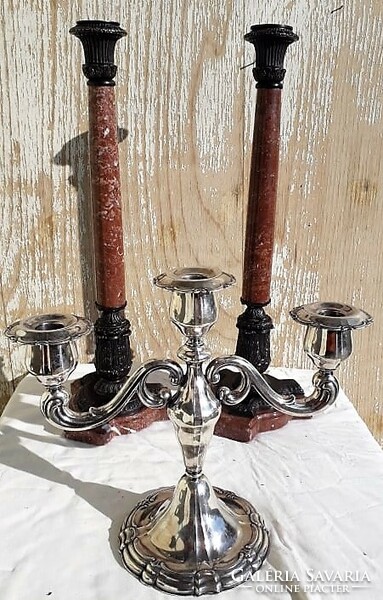 55 Cm. Marble / bronze candle holder