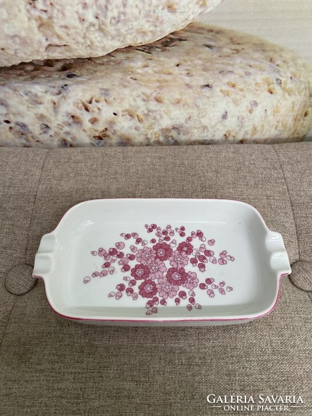 Hollóháza flower pattern porcelain ashtray a30