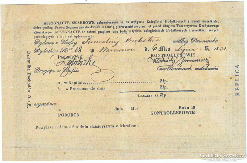 Lengyelország 100 zloty a novemberi felkelés pénze 1831   REPLIKA UNC