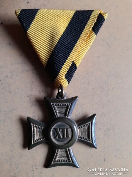 József Ferenc xii year service badge, award 1849-67, replaced ribbon! Post ok.!