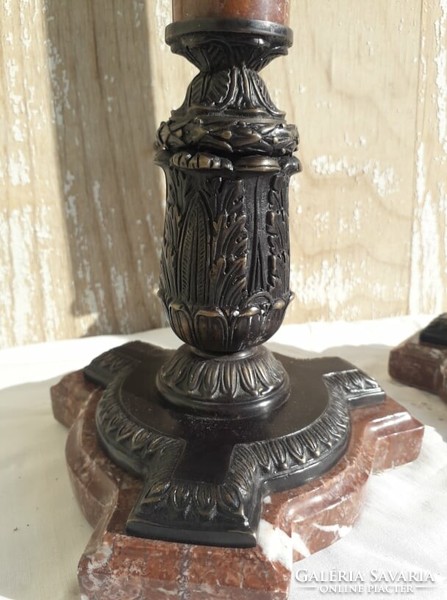 55 Cm. Marble / bronze candle holder